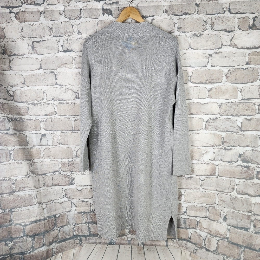 Charlie Paige Long Open Cardigan Pouch Pocket Light Gray No Size Measures Medium - Picture 9 of 13